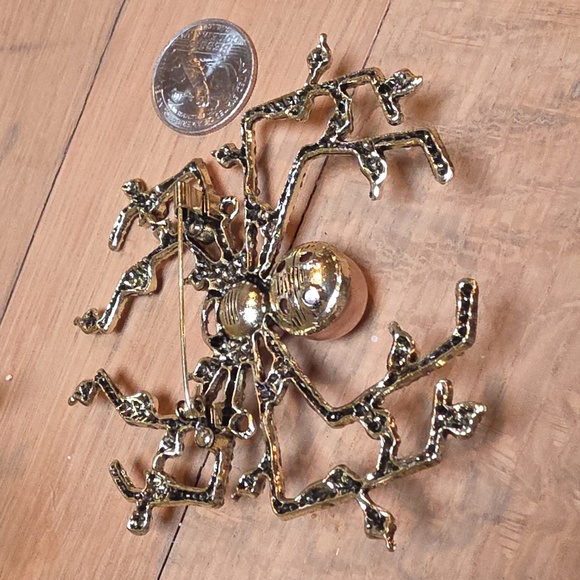 NWOT Oversized Statement Spider Brooch - Pearl & Pink Rhinestone - Picture 4 of 7